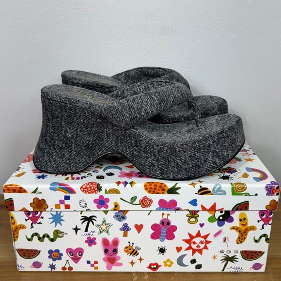 New Jeffrey Campbell Denim Drippin Sandal in Black Women's 8 - Picture 4 of 7